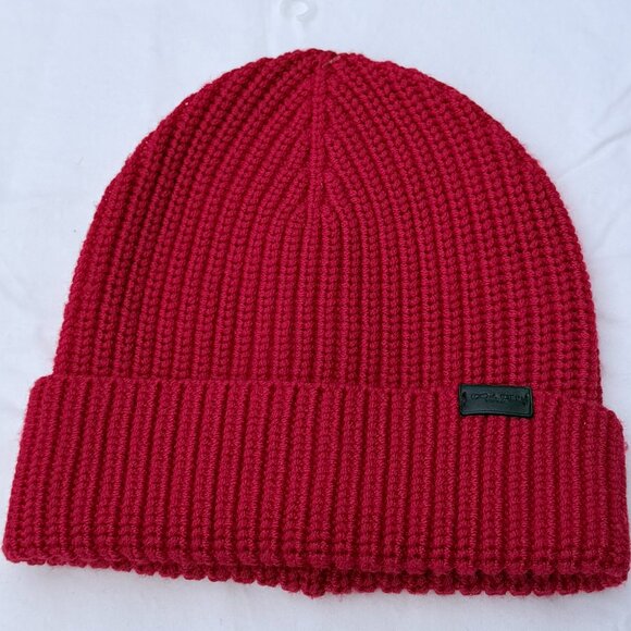 Coach Red Wool Ribbed Beanie Hat main image 5